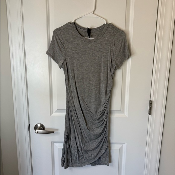 Francesca’s Gray Short Sleeve Ruched Dress - Picture 2 of 5